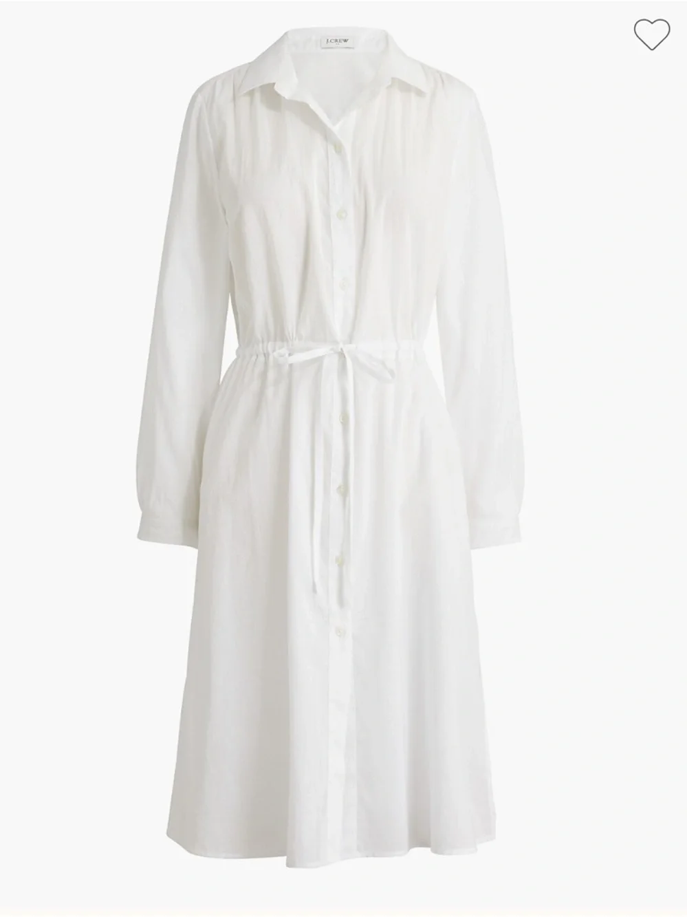 J. Crew Drawstring Cover Up Shirt Dress White